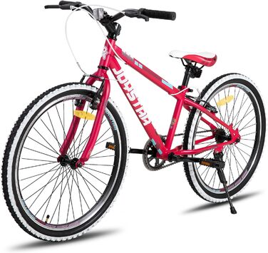 JOYSTAR Lubbock 20/24 дюймове дитяче гірське велосипед для хлопчиків та дівчаток 7-12 років (1/7 швидкостей), білобокові покришки, червоний колір