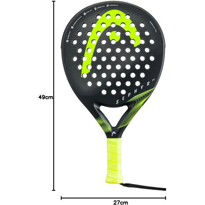 Плечевий ракетка для падел-тенісу HEAD Zephyr UL 2023 (чорний/жовтий), унісекс, для дорослих
