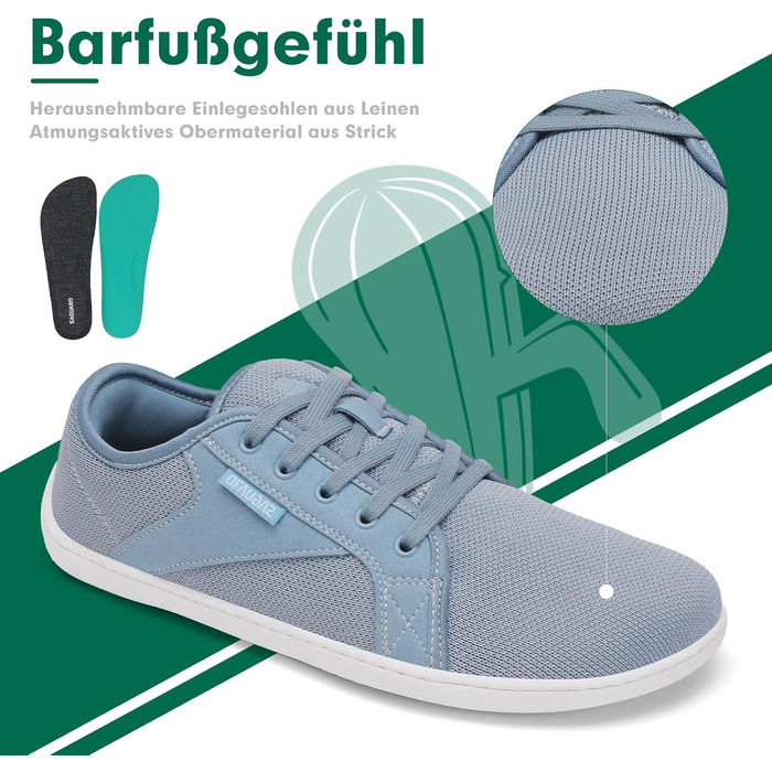 В'язані босижні черевики SAGUARO Unisex з широкою передньою частиною та без підйому, Luck Ⅰ, розмір 36-48 (38 EU, блакитний)