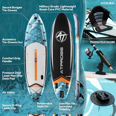 Надувний SUP Борд 350x89x15см: Широкий, для дорослих, з аксесуарами та рюкзаком. Ідеально для йоги, риболовлі та серфінгу.