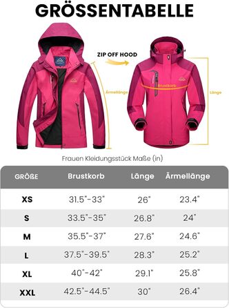 Жіноча трекінгова куртка Outdoor Легка перехідна куртка Вітронепроникна куртка Водонепроникна куртка-дощовик Дихаюча функціональна куртка з відстібаною капюшоном, Рожево-червоний колір, Розмір L