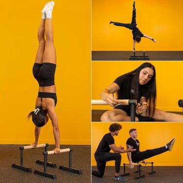 Паралелепити Gravity Fitness з дерев'яними ручками – середні, для стабільного утримання під час калістеніки, тренувань з власною вагою, гімнастики, домашнього спортзалу та фітнес-клубу