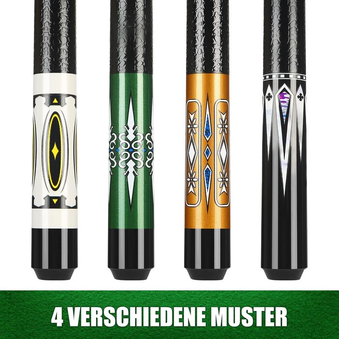 Більярдний кий Pool Queue 58 дюймів, тверде дерево, наконечник 13 мм, для професійних гравців, 1/2 кий, набір 4 шт.