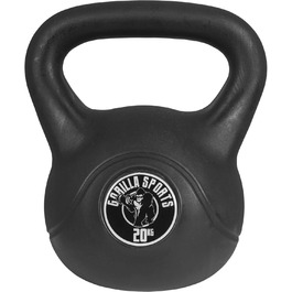 Kettlebell GORILLA SPORTS, пластикова гиря для фітнесу, різні ваги 2-20 кг, з/без підставки