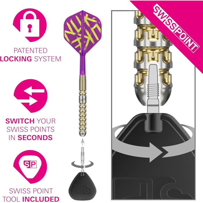 Дарти сталеві Target Darts Luke Littler Gen 1 Prodigy Swiss Point, 90% Tungsten, 22/23/24г - Професійний набір для гри в дартс