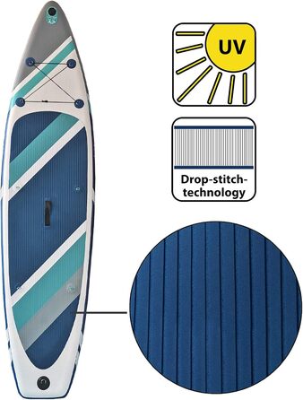 Надувна SUP-дошка ALPIDEX 320x76x15 см, комплект: весло, насос, плавці, ремінь, ремкомплект, сумка, до 200 кг