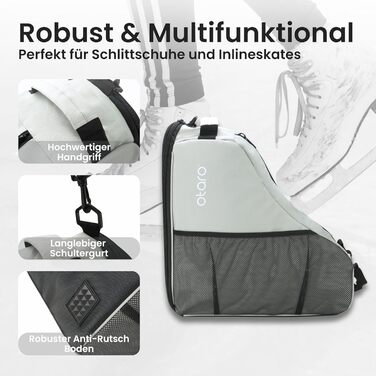 Сумка для ковзанів Otaro – водонепроникна та міцна | Для дітей та дорослих, для роликів та ковзанярського обладнання, сірого кольору