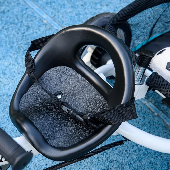 Триколісний велосипед HOMCOM 6-в-1 з батьківською ручкою для дітей 1-5 років (до 25 кг), з реверсом, кошиком, тримачем для пляшки та сонцезахисним дахом (блакитний)