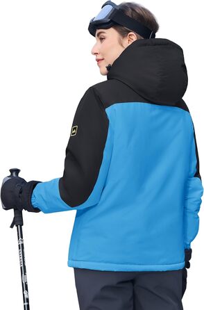 Зимова куртка MAGCOMEN для жінок: тепла флісова парка, кімоно, куртка для сноуборду, водонепроникна, вітрозахисна (M, Синій, Чорний)