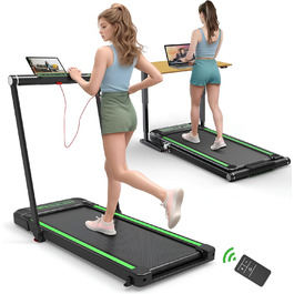 Електрична бігова доріжка THERUN Walking Pad, складана, зелена, ширина полотна 43 см, подвійна амортизація, сенсорний екран, 2.5 к.с., тиха робота, для дому та офісу