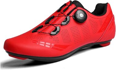 Жіночі MTB-взуття для катання на гірському велосипеді, зручні велотуфлі для занять спортом в приміщенні, сумісні з SPD педалями (2 болти) з клітами, білі (38 EU, червоний)