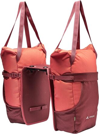Велосумка VAUDE TwinShopper 44 л, зручна шопер-сумка, окреме використання, водонепроникна, з дощовиком, універсальний розмір, червона