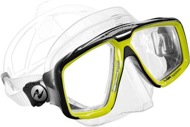 Маска для дайвінгу Aqualung Look з подвійним склом, універсальний дизайн, 360° пряжки, покращена водонепроникність, прозора / Hot Lime