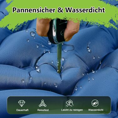 Килимок для кемпінгу MEIJO Isomatte самонадувний, ультралегкий з насосом, товстий для відпочинку на природі, намету, пляжу, блакитний & сірий