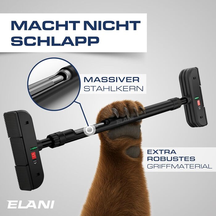 ELANI Климатична стійка для турніків на дверний отвір 70-92 см, до 200 кг, без свердління, з інноваційною блокувальним гвинтом – чорний колір