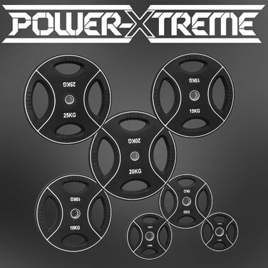 Диск для штанги POWER-XTREME 10 кг поліуретановий з ручками, 30/31 мм, без запаху, студійна якість, набір 2 шт.