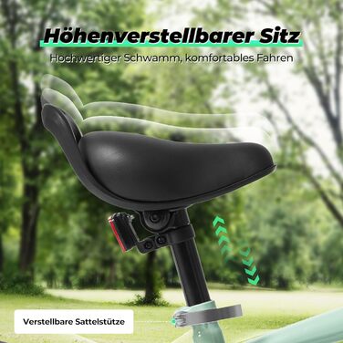 Дитячий велосипед BODIOO 12 дюймів, з регульованим сидінням, двома гальмами, підставкою, відбивачем та бризговиком, для дітей 84-97 см, колір м'ятно-сірий