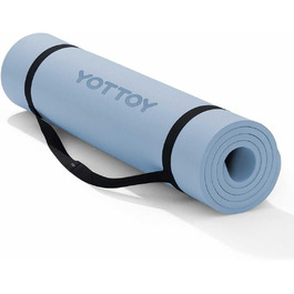 Йога мат YOTTOY, професійна товста килимок для йоги (183 x 1,27 см), TPE, неслизький, для йоги, пілатесу, фітнесу, з ремінним кріпленням, блакитний