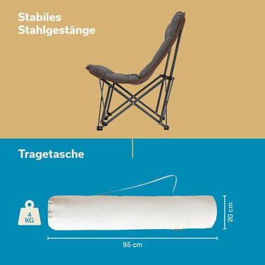 Крісло-трансформер Skandika Moonchair XL/Mala: зручне складне крісло для дому, саду, балкону та відпочинку на природі (сірий)