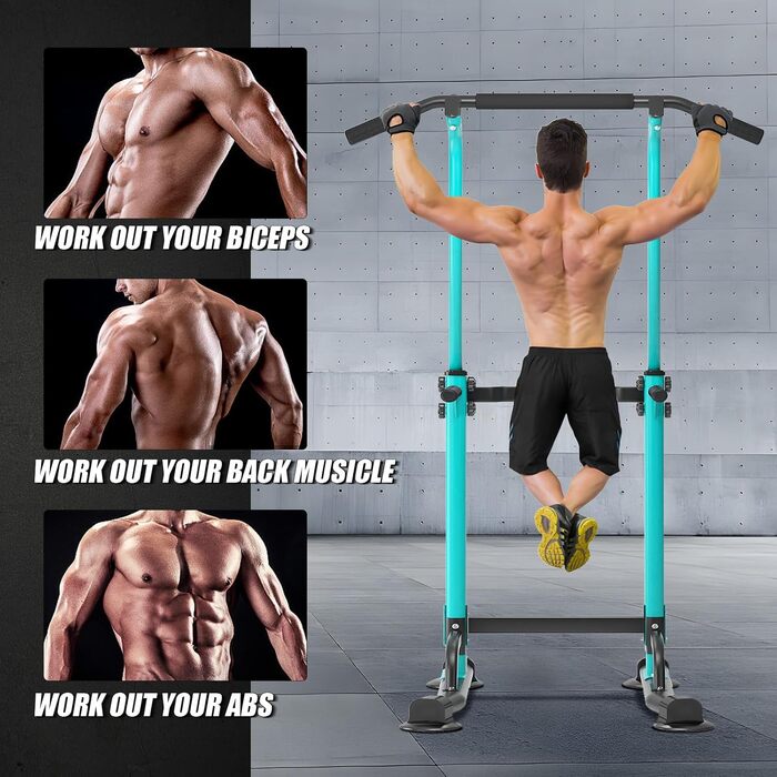 Турнік Soges для дому з турніком та штанготримачем, зелений/блакитний