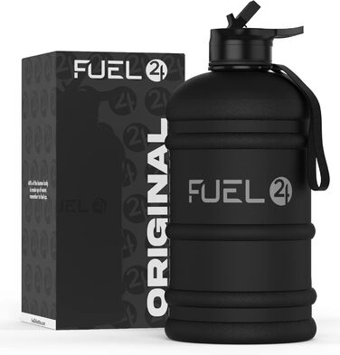 Fuel24 Кругла спортивна пляшка для води 2,2 л з носиком або трубочкою, міцний гнучкий матеріал, BPA-free, ударостійка