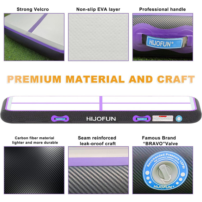 Надувна гімнастична мат для акробатики та кікбоксингу, 3/4/5/6 метрів, 20 см заввишки