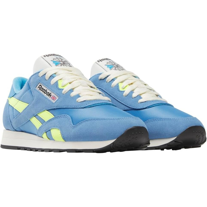 Чоловічі кросівки Reebok Classic Nylon, розмір 40.5 EU, кольори Essential Blue, Solar Acid Yellow, Vintage Chalk