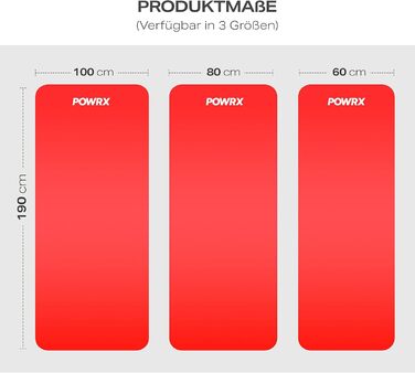 Гімнастичний килимок POWRX для йоги, пілатесу та фітнесу, нековзний, без фталатів, з ременем, сумкою та постером вправ
