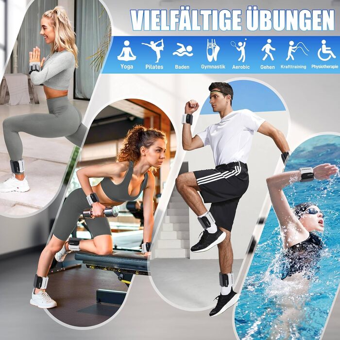 Важкі манжети для ніг BECOJADDE 0.45 кг / 0.9 кг (набір 2 шт.) для занять спортом, фітнесом, кардіо та силовим тренуванням. Чорний колір.