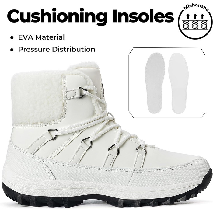 Зимові черевики Mishansha для жінок, утеплені, водонепроникні, туристичні, розмір 36-42 (білі)