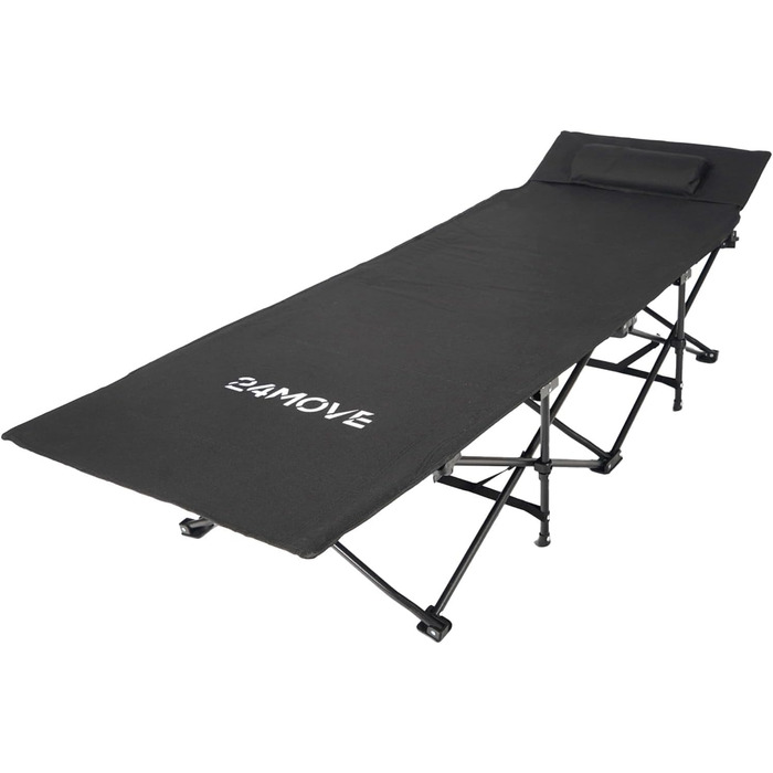 Розкладне ліжко 24MOVE® для кемпінгу та відпочинку на природі, 190x67x34 см, чорне