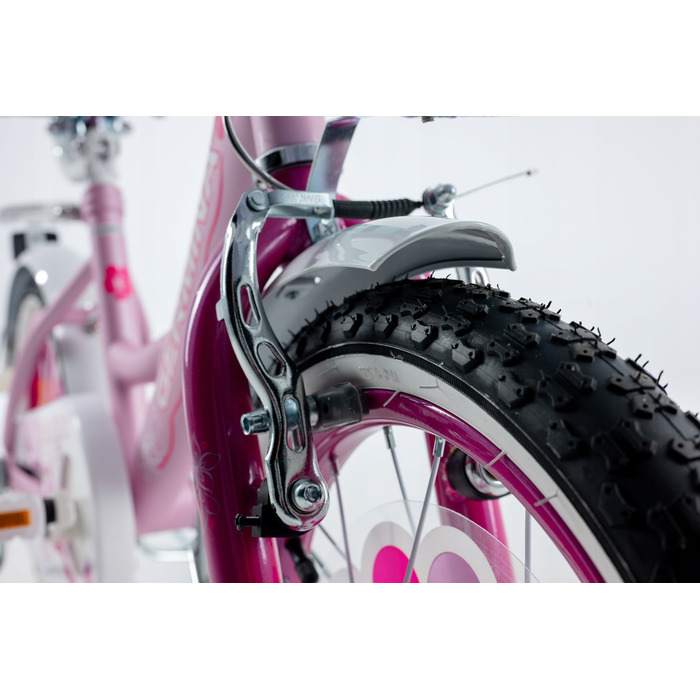 Дитячий велосипед для дівчинки 16 дюймів, рожевий, з кошиком та додатковими колесами