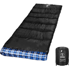 Спальний мішок фланелевий теплий 3-4 сезони XXL з бавовняним підкладком для дорослих, риболовлі, кемпінгу, піших прогулянок, легкий для дому та на вулицю, блакитний, 2lbs наповнювач