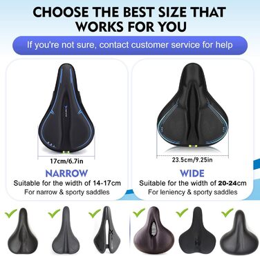 Покриття на велосипедне сідло, водонепроникний чохол для сідла, 27.5 * 23.5 см, м'яке сідло з відбиваючими смугами, підкладка для електровелосипеда, тренажера, спінбайка, блакитне