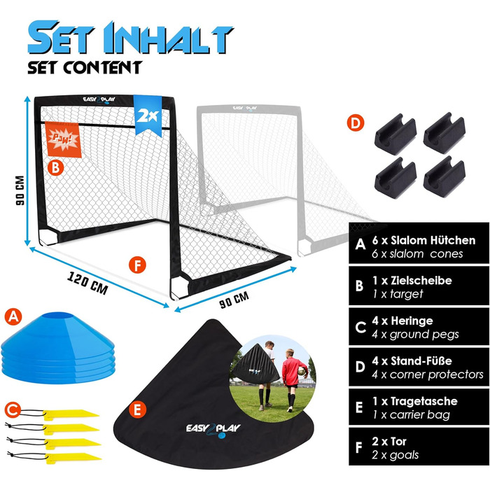 Набір футбо́льних воріт EASY2PLAY PRO (2 шт.) для дітей з мішенню та фішками, складані, для гри в приміщенні та на вулиці