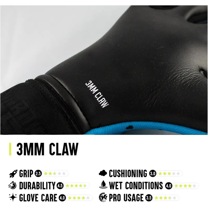 Воротарські рукавички KEEPERsport Varan Challenge 3mm Grip - для дорослих та дітей, розмір 4-11, блакитні