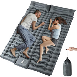 Килимок для кемпінгу YuanDiann 200x140 см на 2 особи, самонадувний, легкий, комфортний, з подушкою та насосом