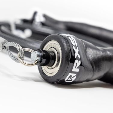 Скакалка Rx Smart Gear Black Ops з ергономічними ручками та тросом Trans Black Buff 3.4, обтяжена швидкісна для спорту, фітнесу, кросфіту, MMA, HIIT, кардіо, чорна, 275 см