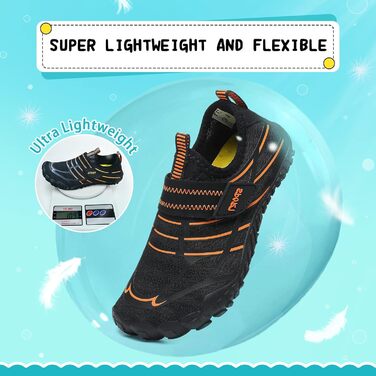 Дитячі шльопанці Hanani для плавання та відпочинку на пляжі: легкі, швидковисихаючі, чорно-помаранчеві (33 EU)