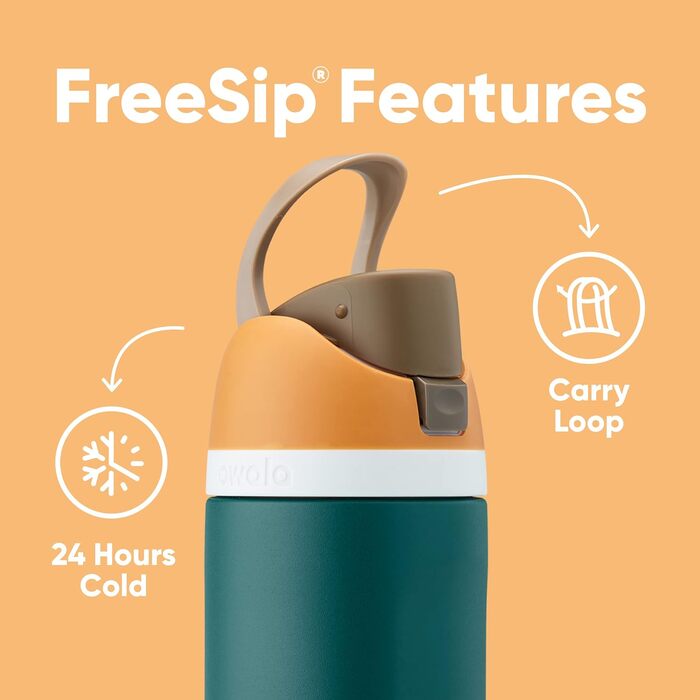 Термобутилка Owala FreeSip з нержавіючої сталі, 1,2 л, зі соломинкою, BPA-free, для спорту, подорожей та школи, колір Denim