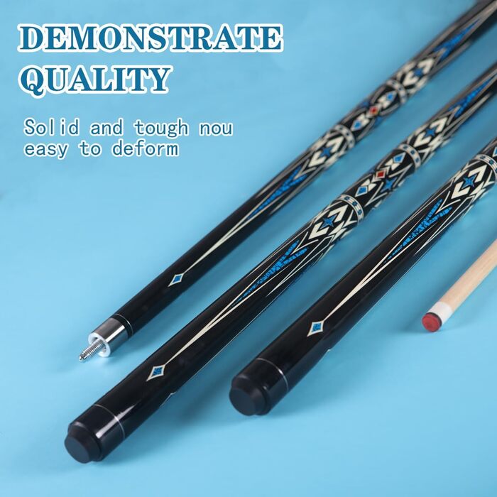 Більярдний кий Pool Queue Stick з агатової деревини, 147.3 см, комплект 2 шт., білий (блакитний)