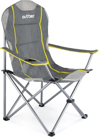 Зручний складаний стул для кемпінгу Outtec: 130 кг, висока спинка, підсклянник, сумка, зелений (сірий)