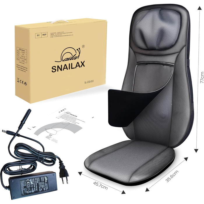 Масажне сидіння Snailax з підігрівом та Shiatsu масажем: спина, поперек, сідниці. Ідеальний подарунок для чоловіків та жінок