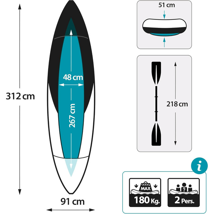 Каяк Intex Explorer K2 для двох осіб: надувний комплект з веслами та насосом