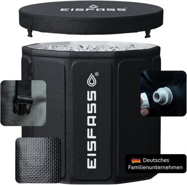 Eisfass Easy 2.0 – Преміум крижаний бак для відновлення та концентрації – Складаний бак з ізоляцією, кришкою та стабільною конструкцією (Ø 75 см × 70 см H) Без аксесуарів