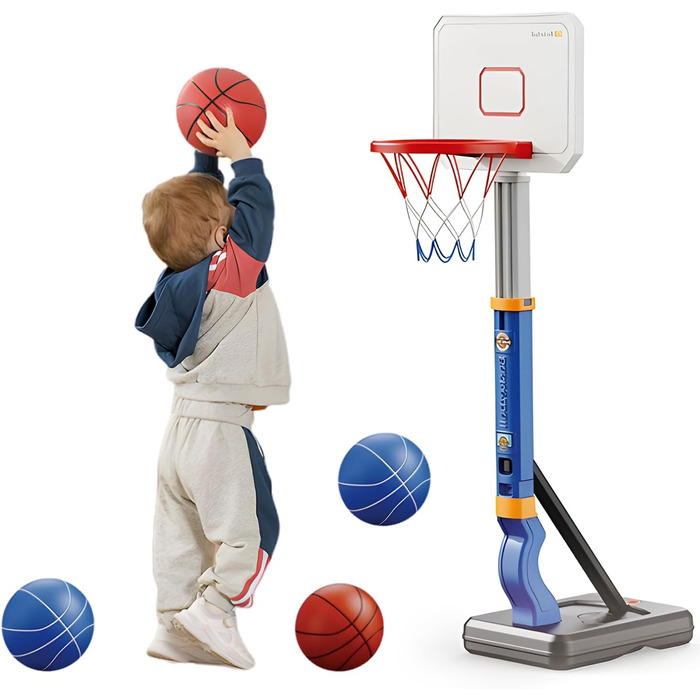 Баскетбольний кошик Kinder з регулюванням висоти 75-138 см - портативний для хлопчиків та дівчаток від 3 років. Ігровий кошик для саду та приміщень
