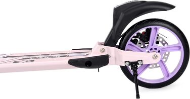 Самокат двоколісний складаний Kickscooter для дітей 8-12 років, підлітків та дорослих, фіолетовий: регульований кермо, колеса PU 200мм, дискове та ножне гальмо, ремінь для перенесення