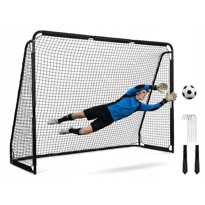 Переносні футбольні ворота Xboost, чорні, 300 x 200 x 90 см