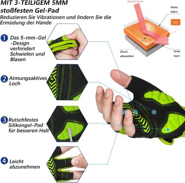 Велосипедні рукавички MOREOK для чоловіків та жінок, літні, безпальцеві, з гелевою вставкою, антиковзаючі, амортизуючі, для гірського велосипеда, шосе, даунхілу (Жовті, XXL)