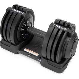 Регульована гантель TREXO 18-40 кг з поворотним регулятором ваги. Залізна гантель для силових тренувань з ергономічною ручкою.